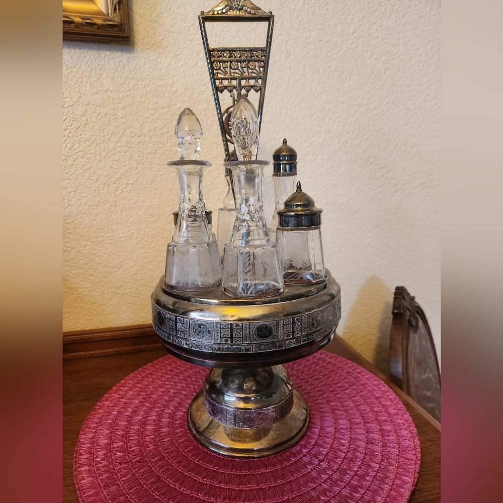 Antique Meridian Quadruple Plate Condiment Cruet Set
